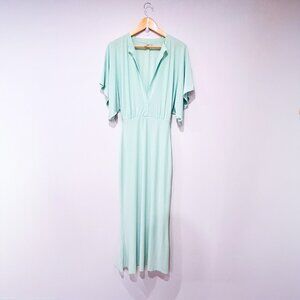 NORMA KAMALI Mint Green Maxi Dress Flutter‎ Sleeve Evening Gown | Small